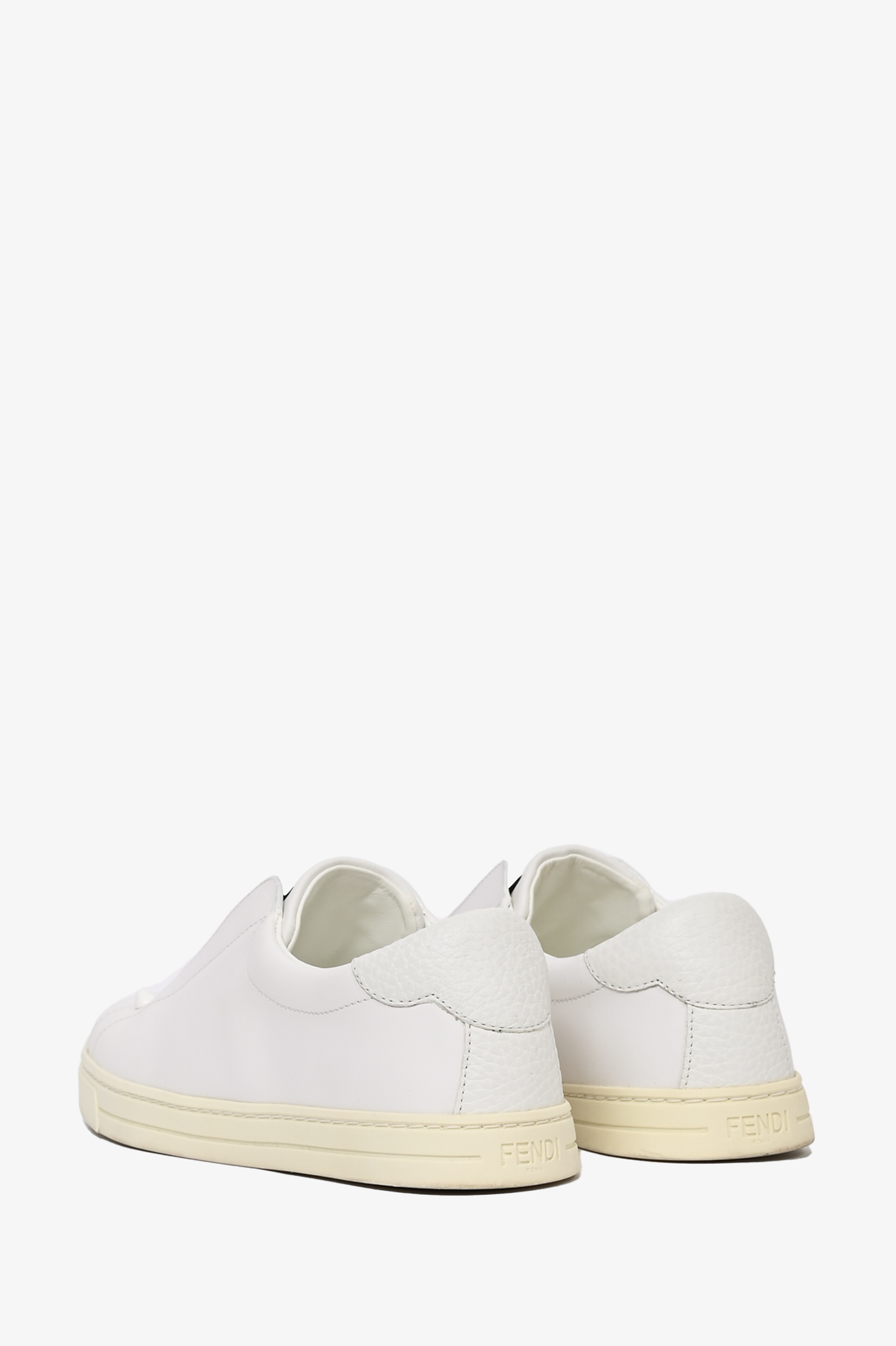 Fendi White Leather Zucca Slip-On Sneakers Size 36