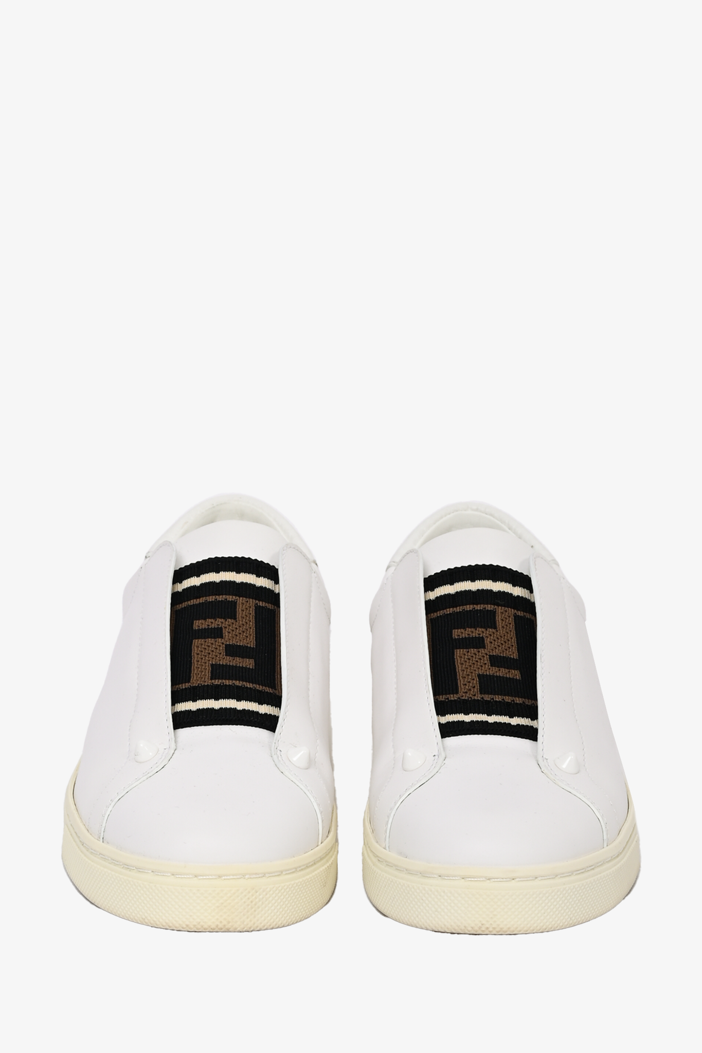 Fendi White Leather Zucca Slip-On Sneakers Size 36