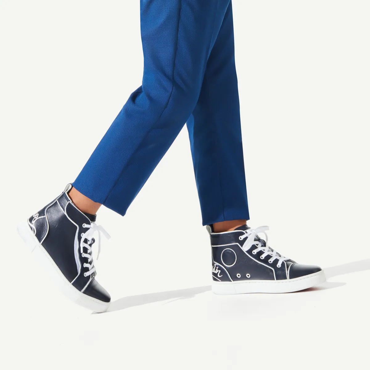 Funnytopi High-top sneakers - Calf leather - Navy - Kids