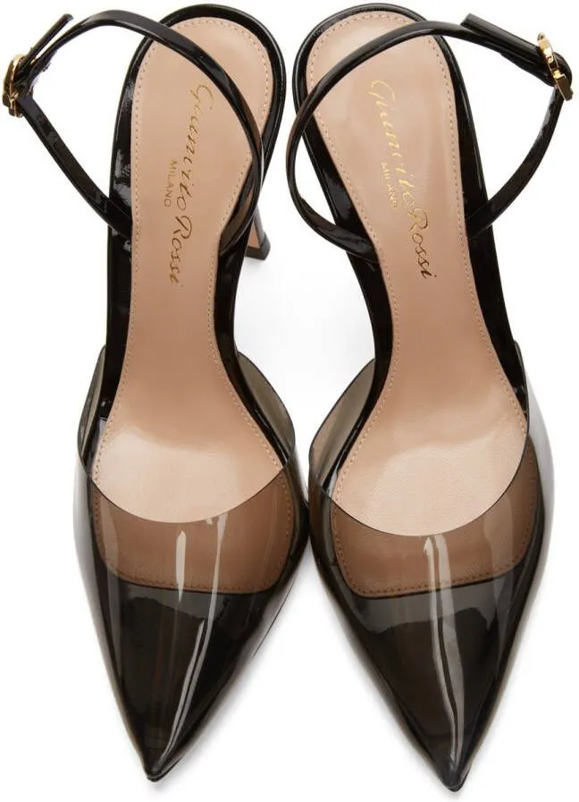 Gianvito Rossi Black Ribbon D'Orsay Plexi 105 Heels