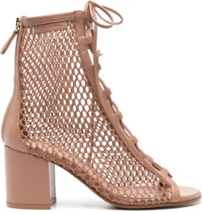 Gianvito Rossi open-knit lace-up sandals Pink