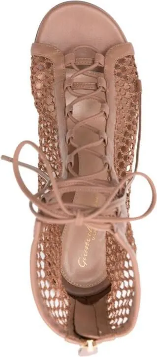 Gianvito Rossi open-knit lace-up sandals Pink