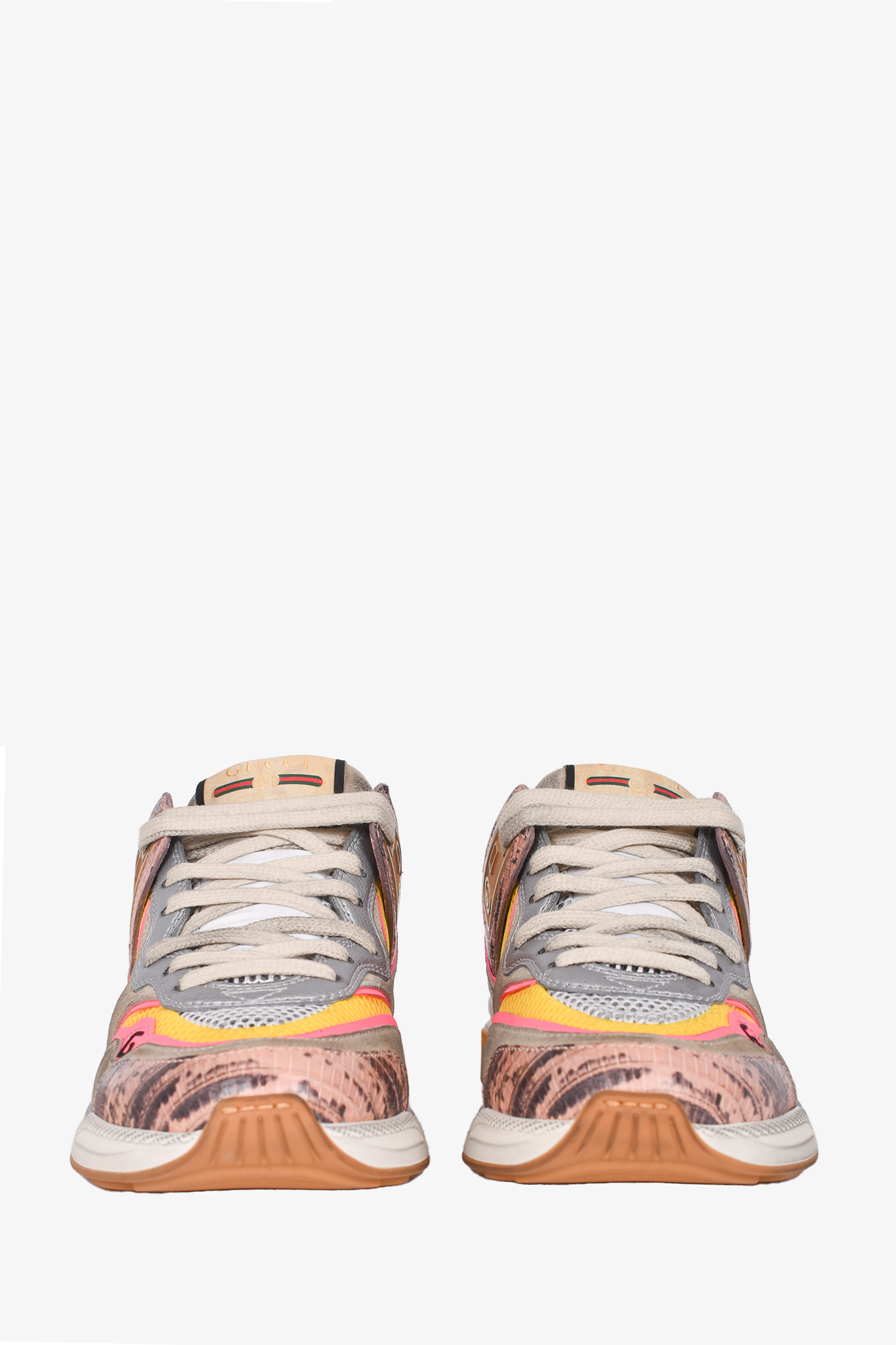 Gucci Multicoloured Lizard Embossed Leather Ultrapace Sneakers Size 35