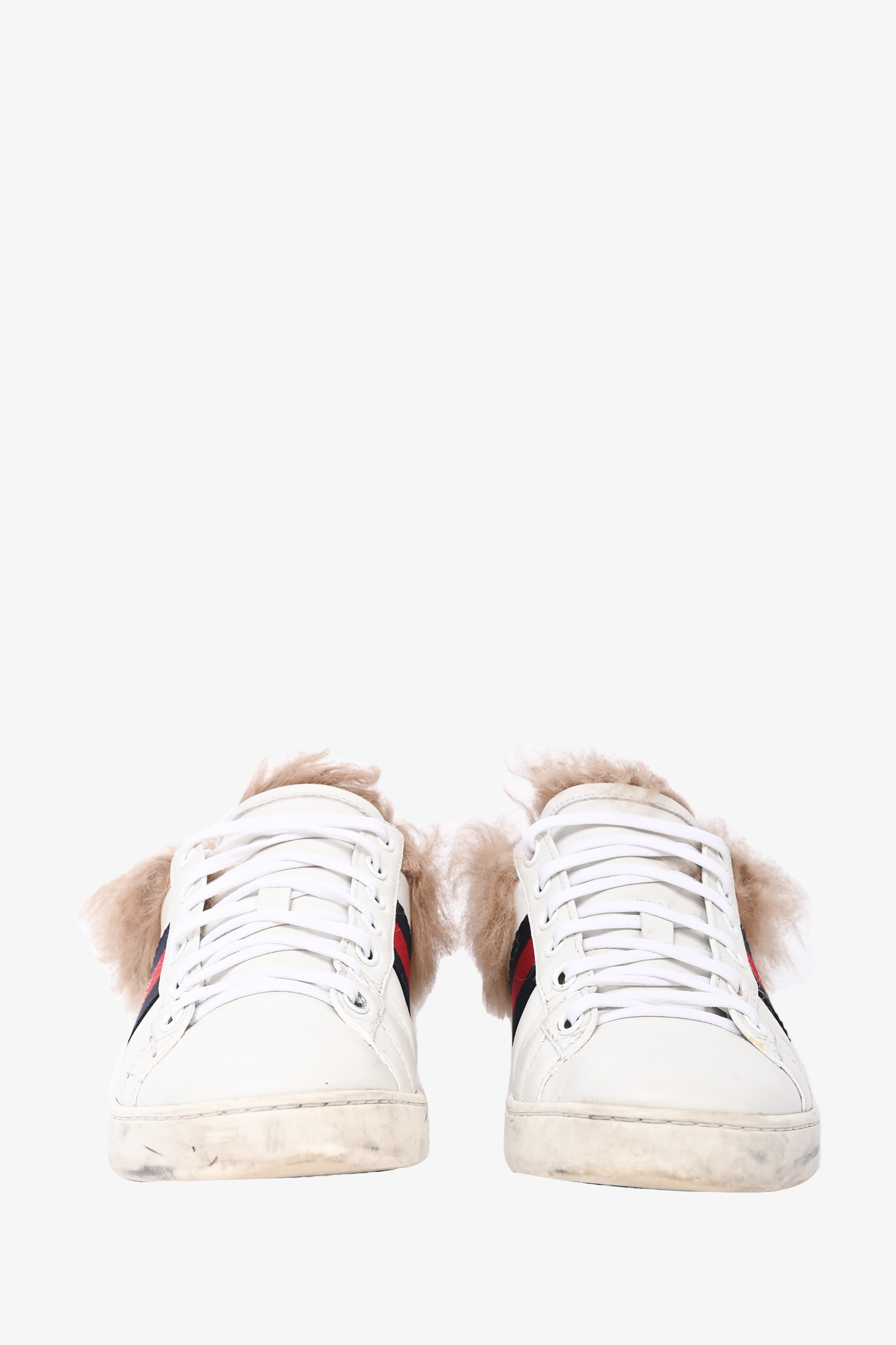 Gucci White Leather Ace Sneakers With Fur Lining Size 38