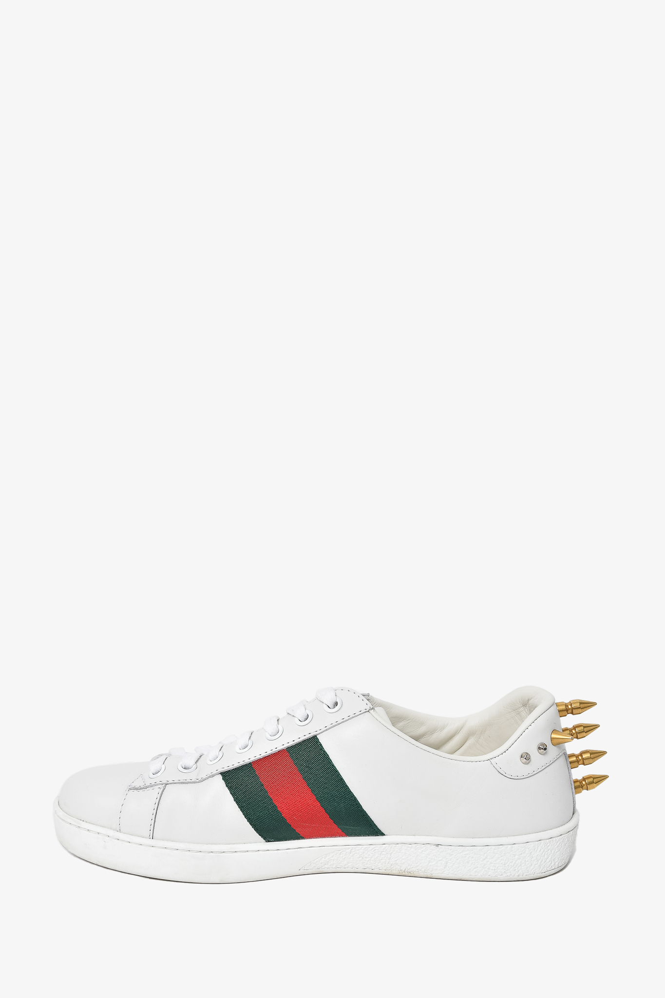 Gucci White Leather Web Studded Sneakers sz 5.5 Mens