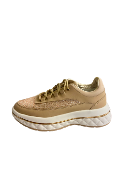 GUESS Diamante Lace Up Trainer Nude