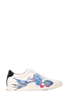 Hermes White Leather 'Fantaisie Botanique' Quicker Sneakers Size 37