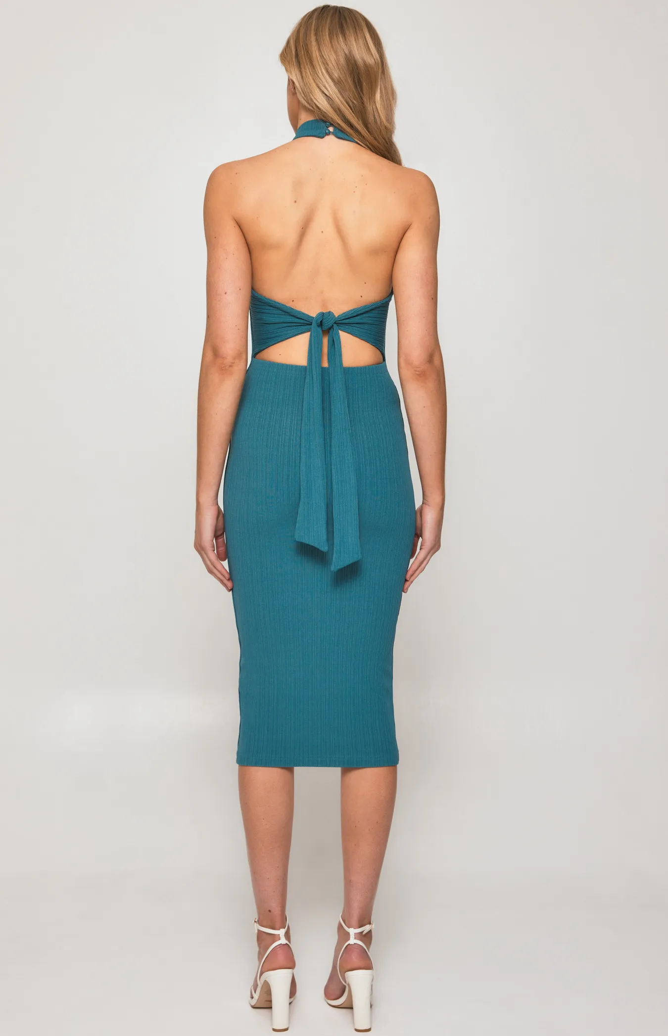 Jersey Halter Neck Dress with Back Tie (WDR359B)