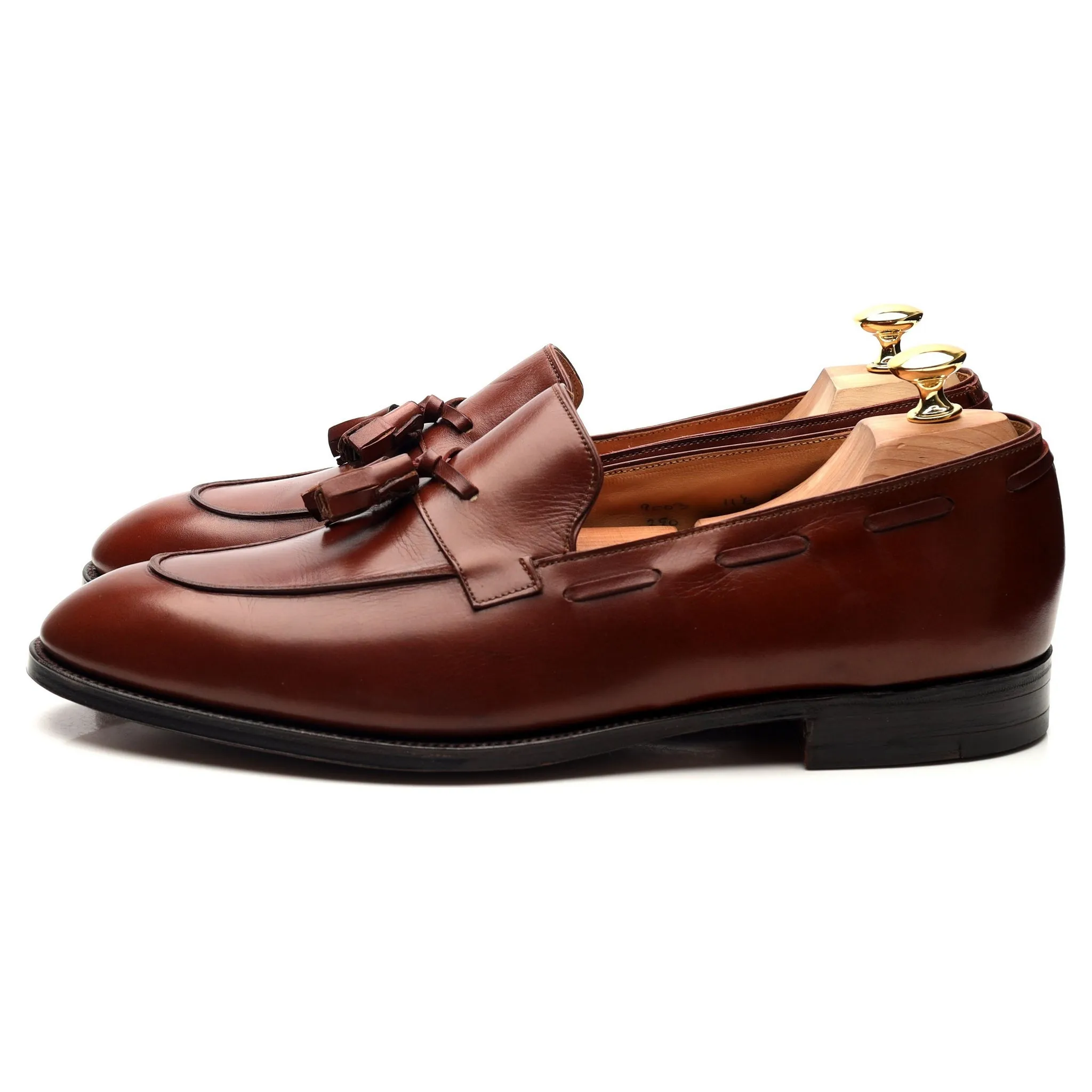 'Jihel' Tan Brown Leather Tassel Loafers UK 11.5 E