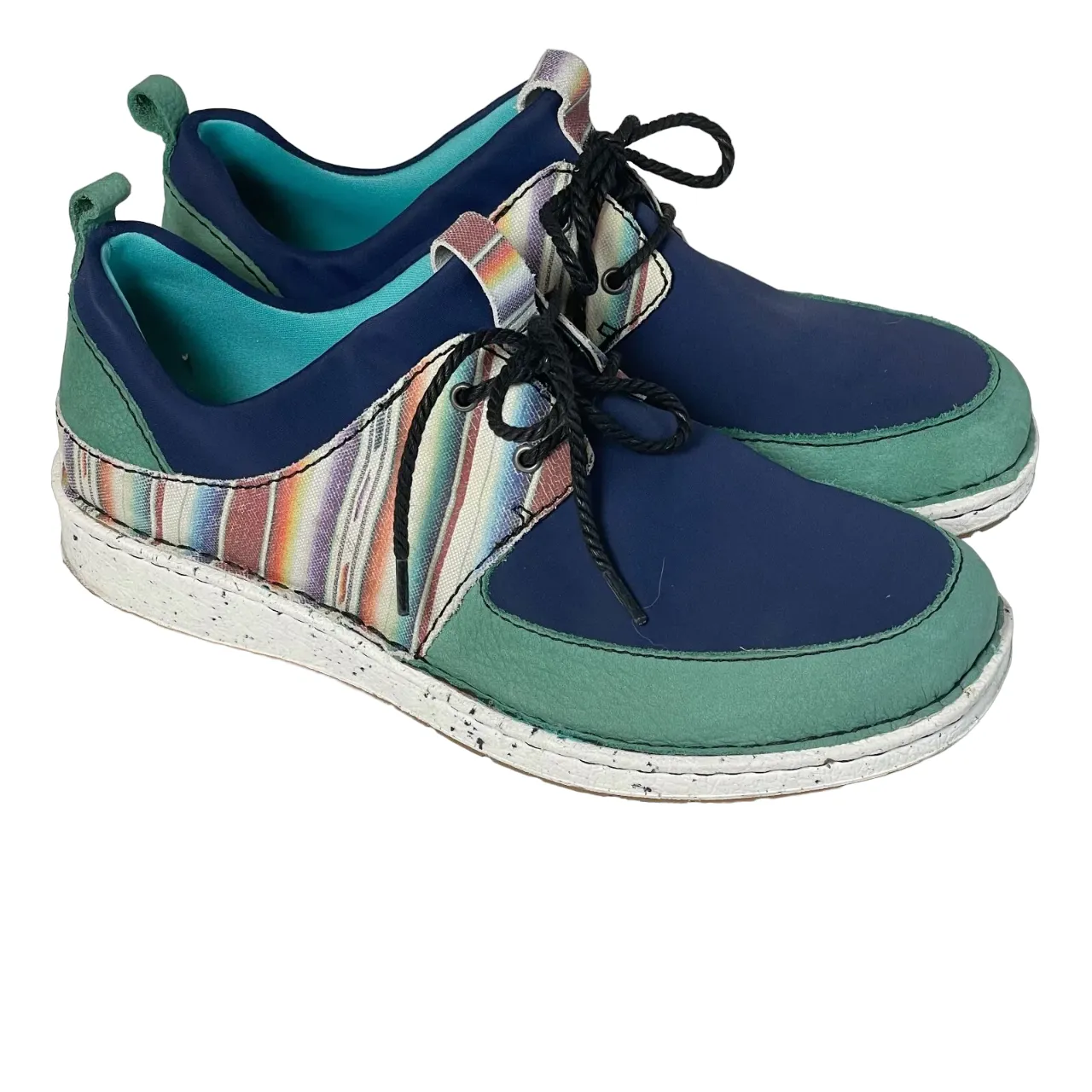 Justin Blue and Turquoise Stripe Vista Leather Sneaker