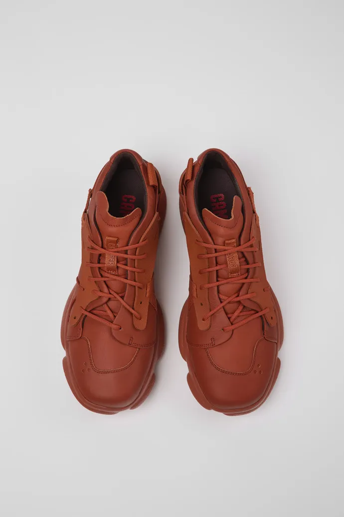 Karst Red leather and textile sneakers for men