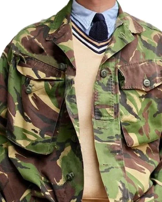 Lapel Double Pocket Loose Casual Camouflage Jacket