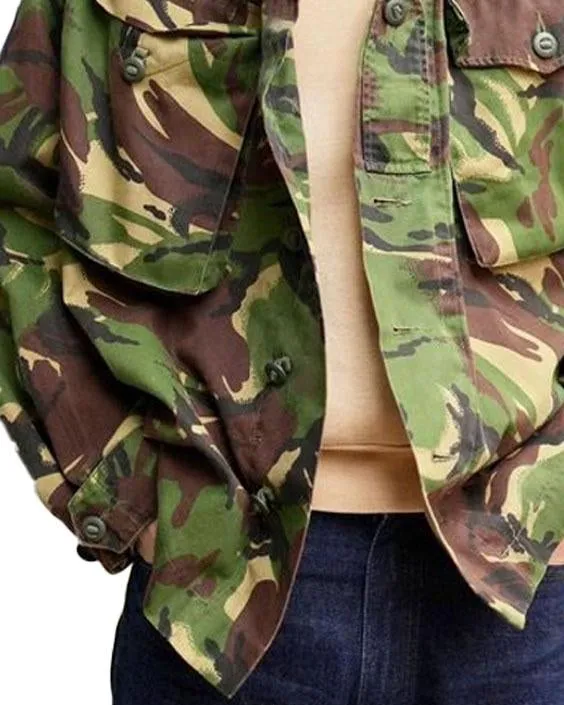 Lapel Double Pocket Loose Casual Camouflage Jacket