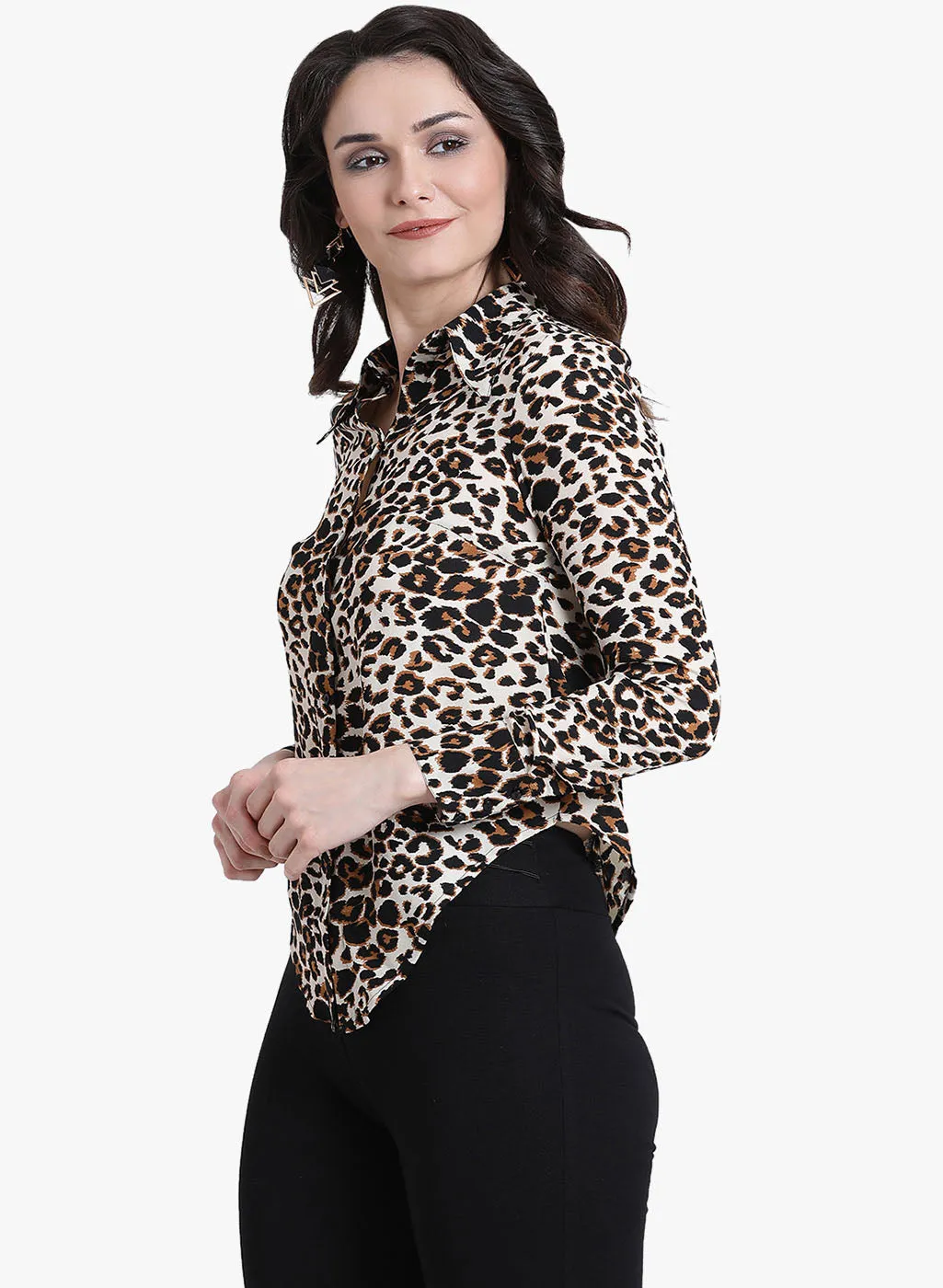 Leopard Print Fullsleves Shirt