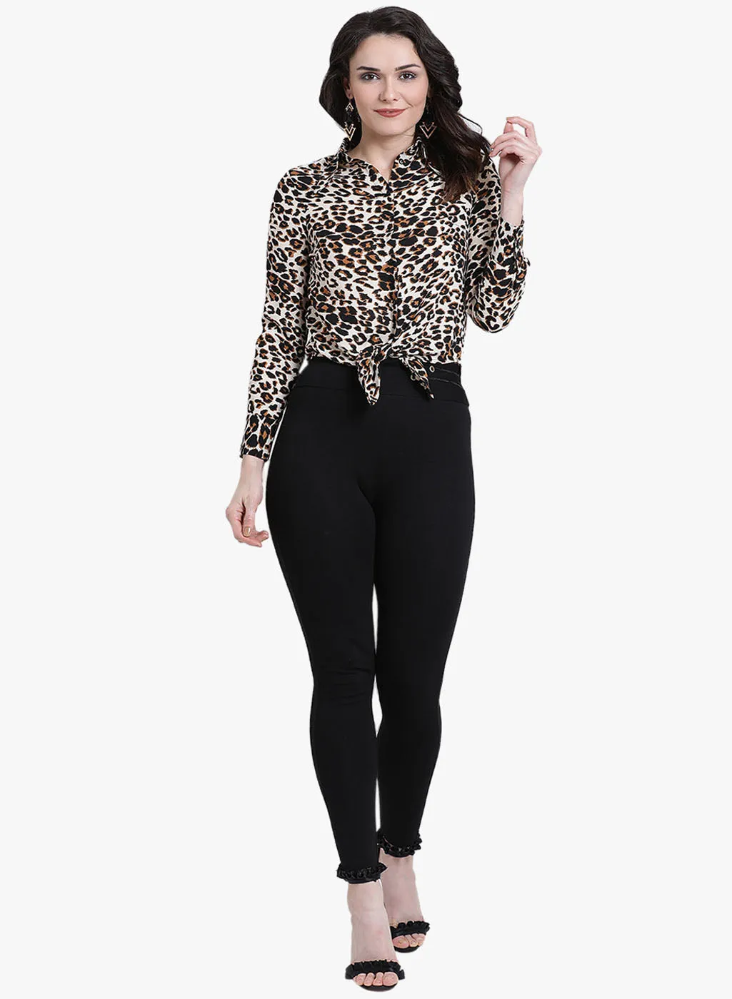 Leopard Print Fullsleves Shirt