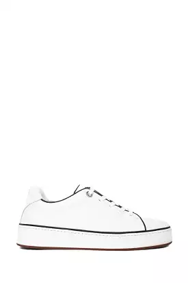 Loro Piana White/Navy Detail Leather 'Tennis Walk' Sneakers Size 37