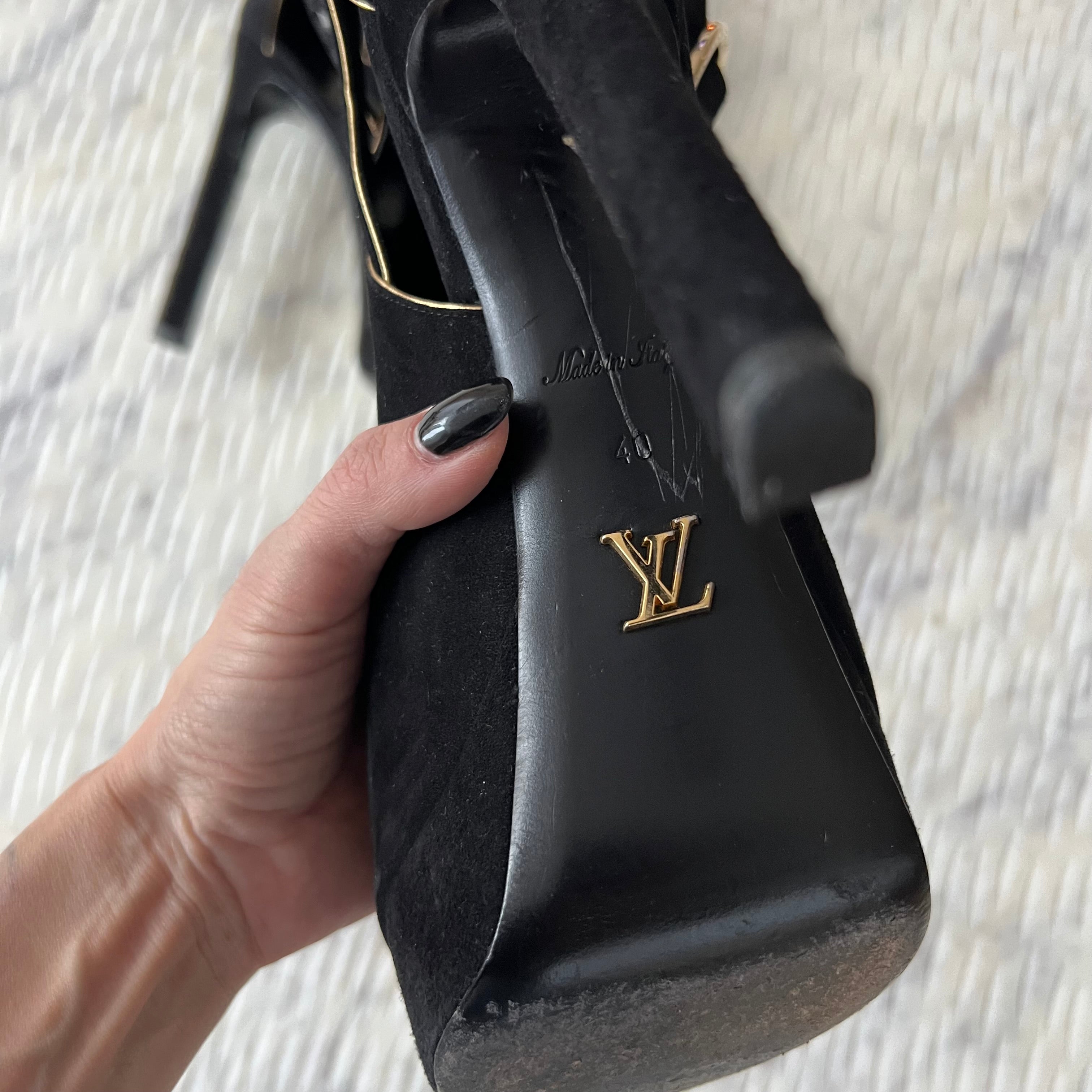 Louis Vuitton Black Suede Heels