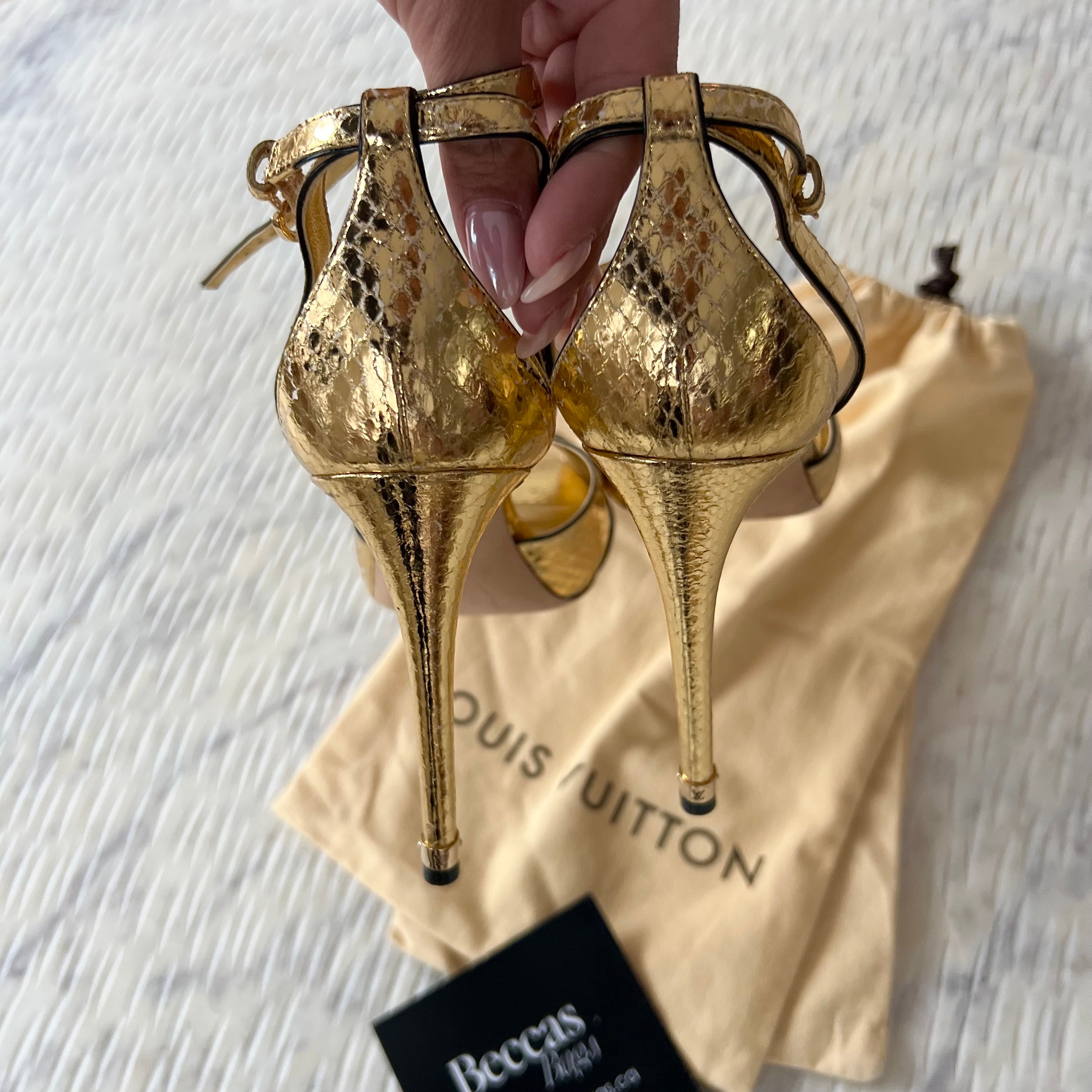 Louis Vuitton Gold Python Heels