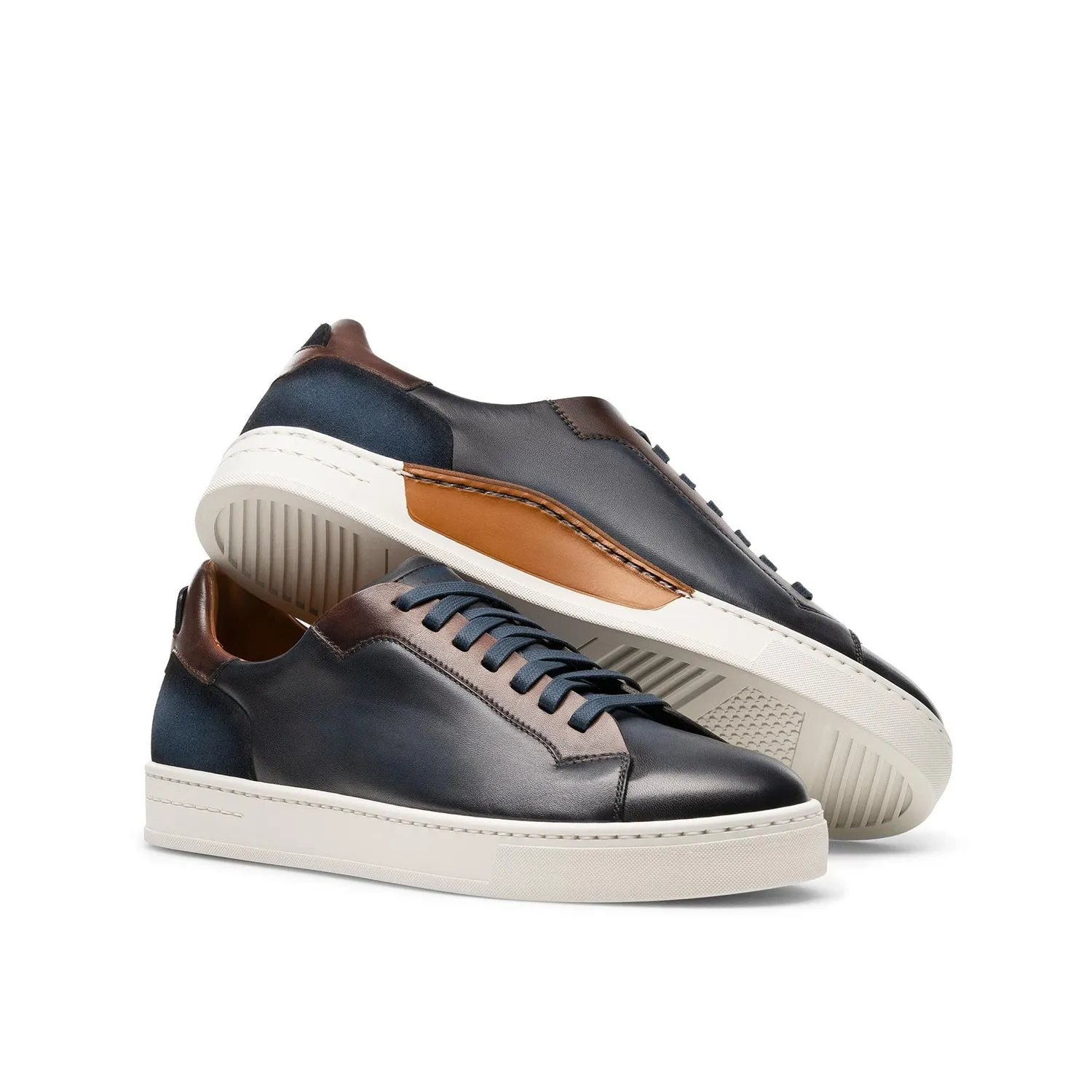 Magnanni Amadeo 22963 Men's Shoes Navy & Brown Suede / Calf-Skin Leather Casual Sneakers (MAGS1111)