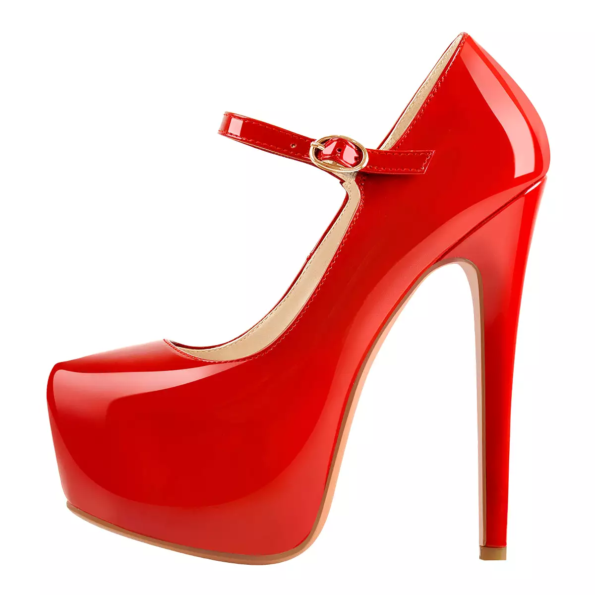 Mary Jane Platform Red Pointed Toe Stiletto High Heels Pumps