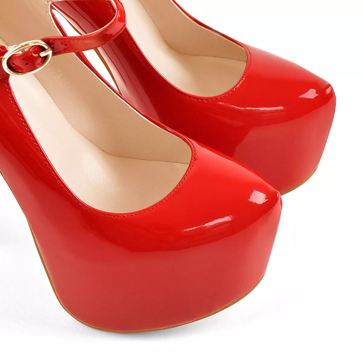 Mary Jane Platform Red Pointed Toe Stiletto High Heels Pumps