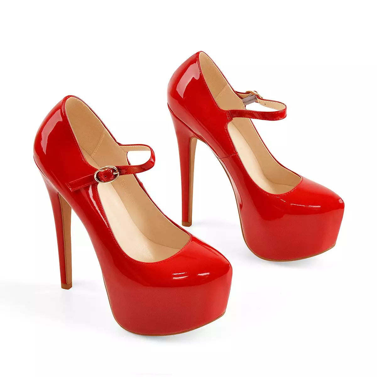 Mary Jane Platform Red Pointed Toe Stiletto High Heels Pumps