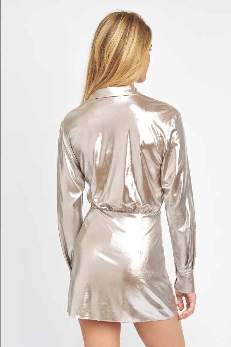 METALLIC DRAPPED DRESS