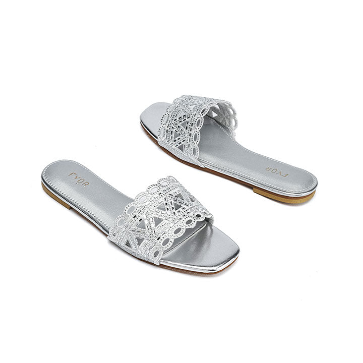 Mirror Cut Embellished Slide Sandal MY 319