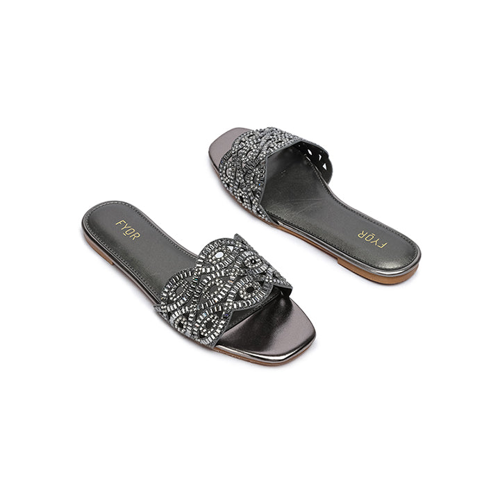 Mirror Embellished Braided Sandal MY 287