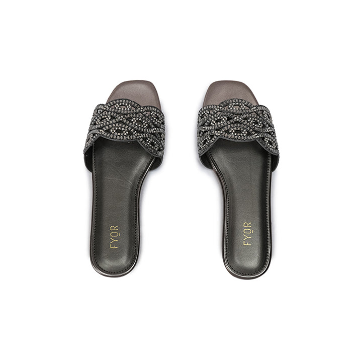 Mirror Embellished Braided Sandal MY 287