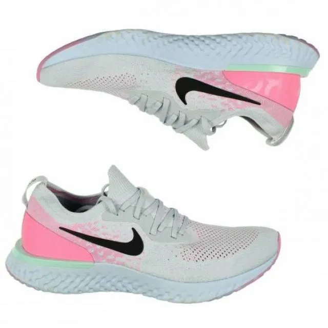 Nike 2018 epic react flyknit 2 running shoes sz 12.5 pure platinum / black