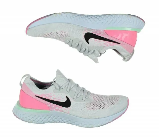 Nike 2018 epic react flyknit 2 running shoes sz 12.5 pure platinum / black