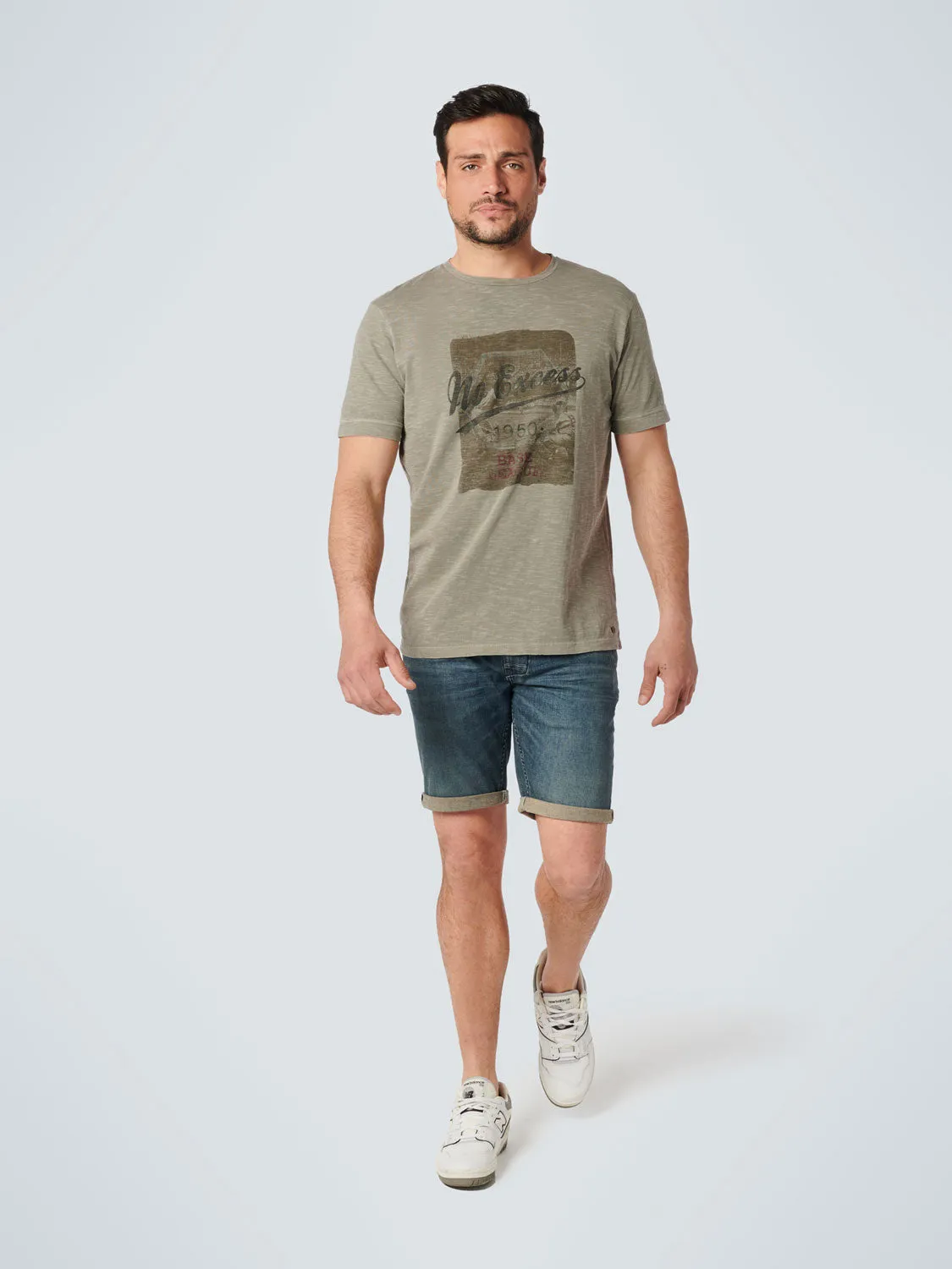 No Excess - Dyed Print T-Shirt - Cream or Light Army Green