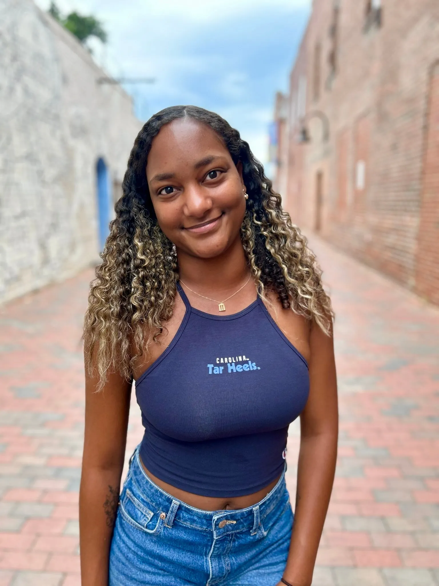 North Carolina Tar Heels Cropped Halter Tank Top in Navy - LIMITED EDITION