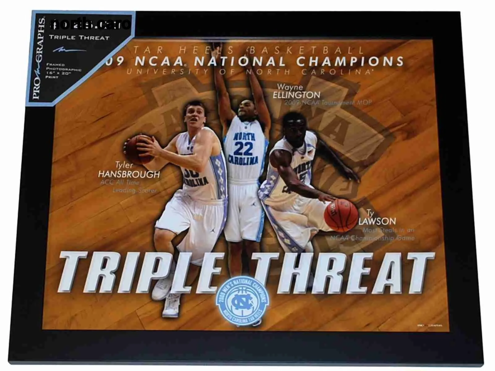 North Carolina Tar Heels Men's Triple Threat Black Framed 16X20 Picture