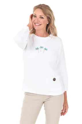 Palm Tree Embroidered Chenille Sweater