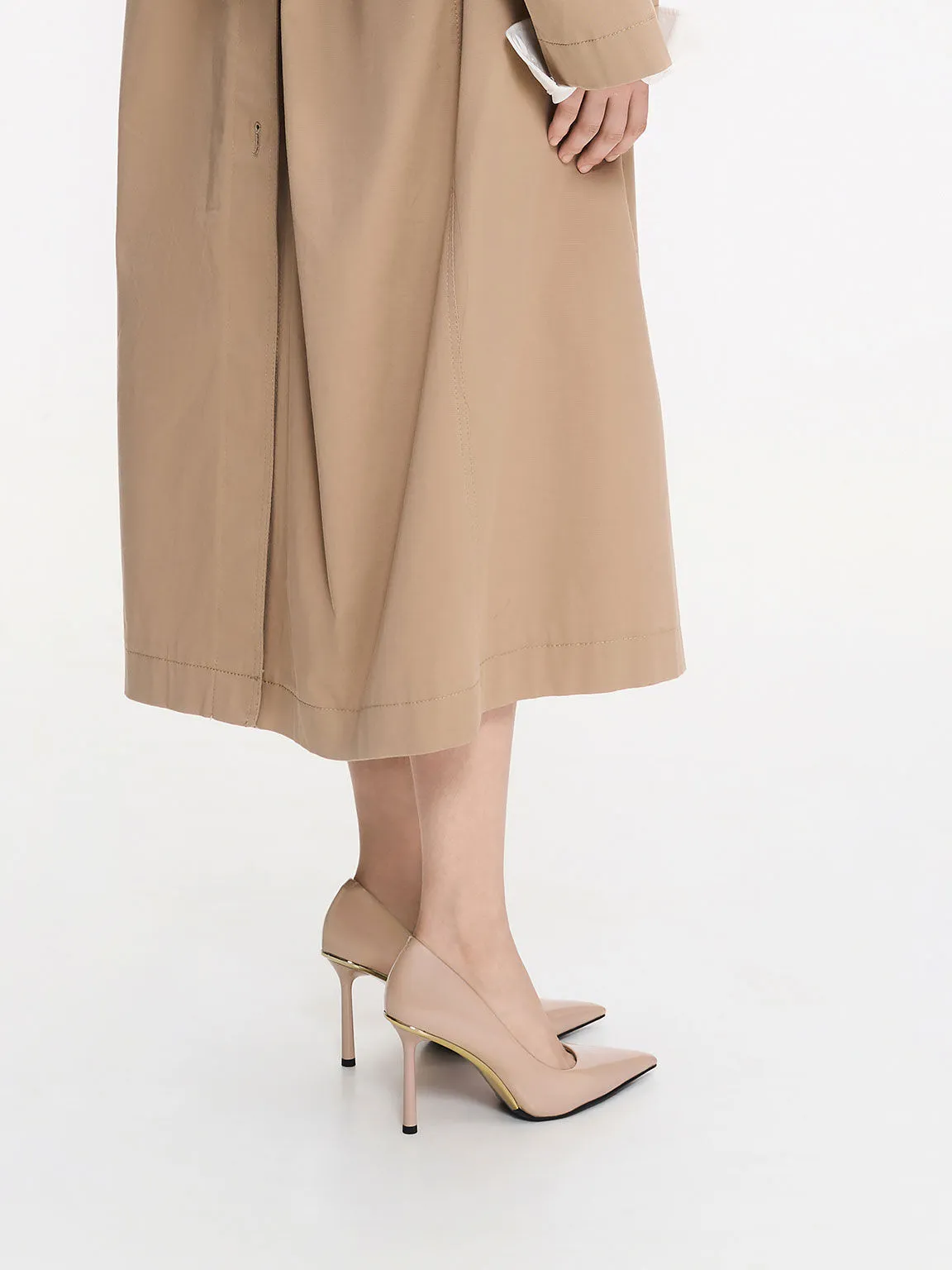 Patent Pointed-Toe Stiletto Heels - Nude