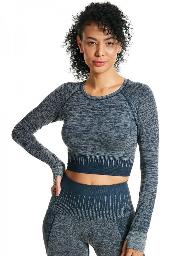 Plié Long Sleeve Cropped Top