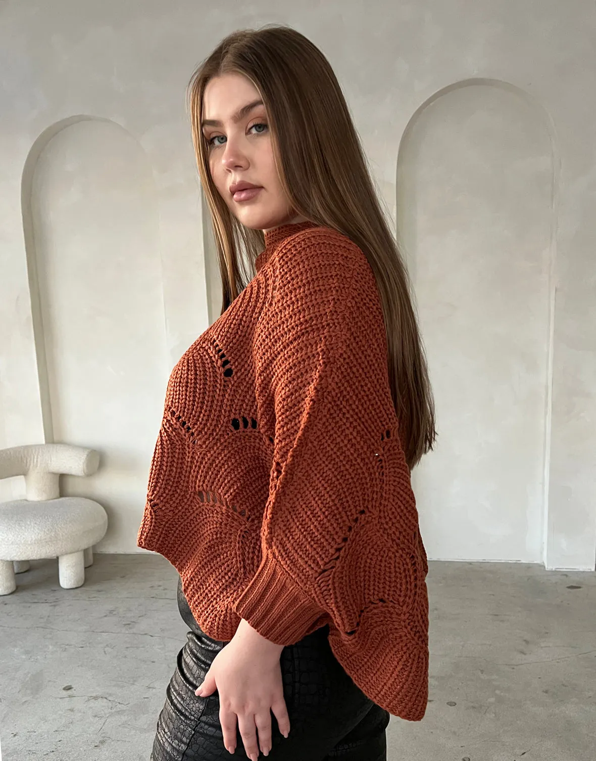 Plus Size Chunky Knit Poncho Sweater