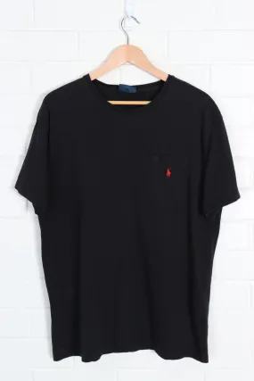 POLO RALPH LAUREN Black & Red Embroidered Single Stitch Pocket Tee (XL-XXL)