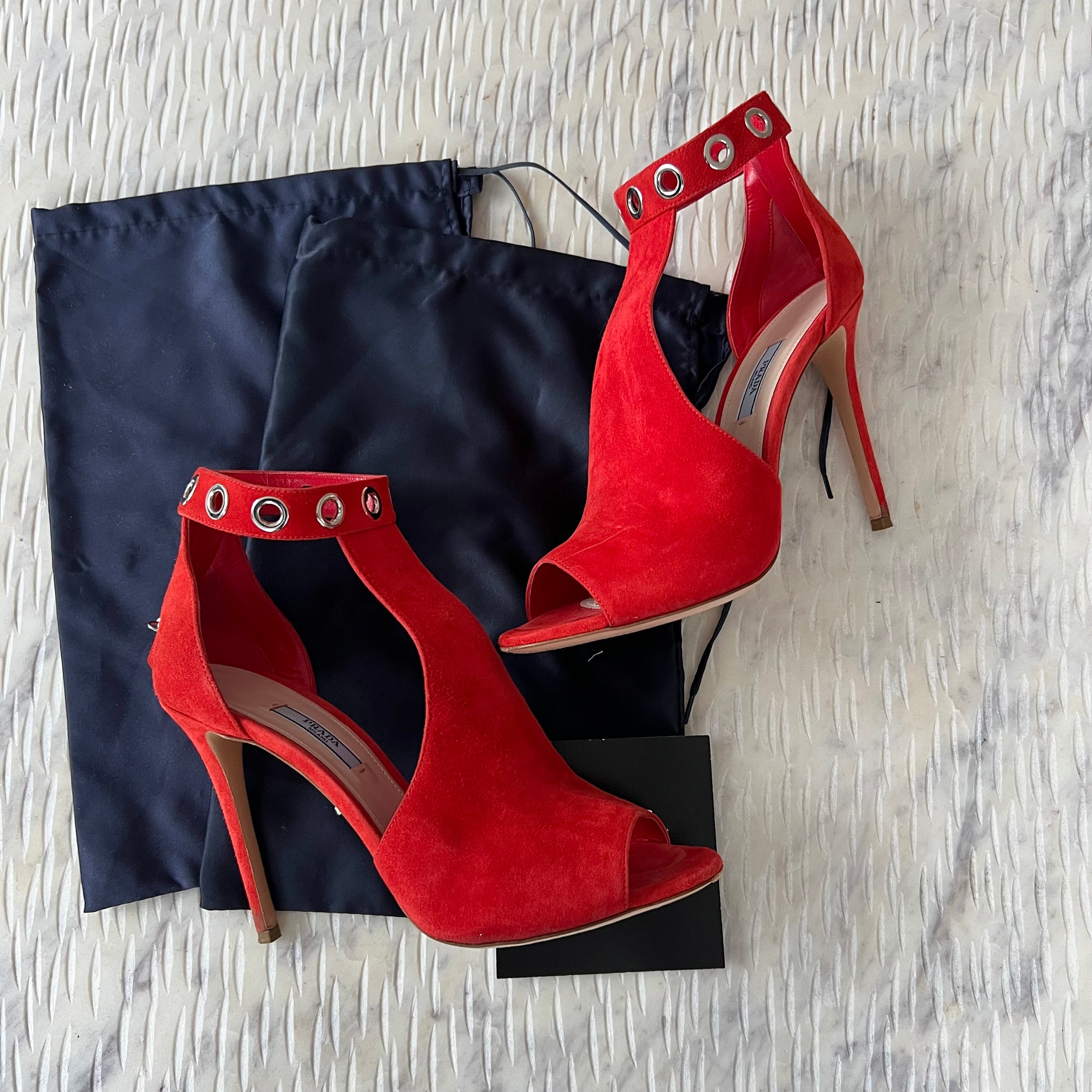 Prada Red Suede Heels