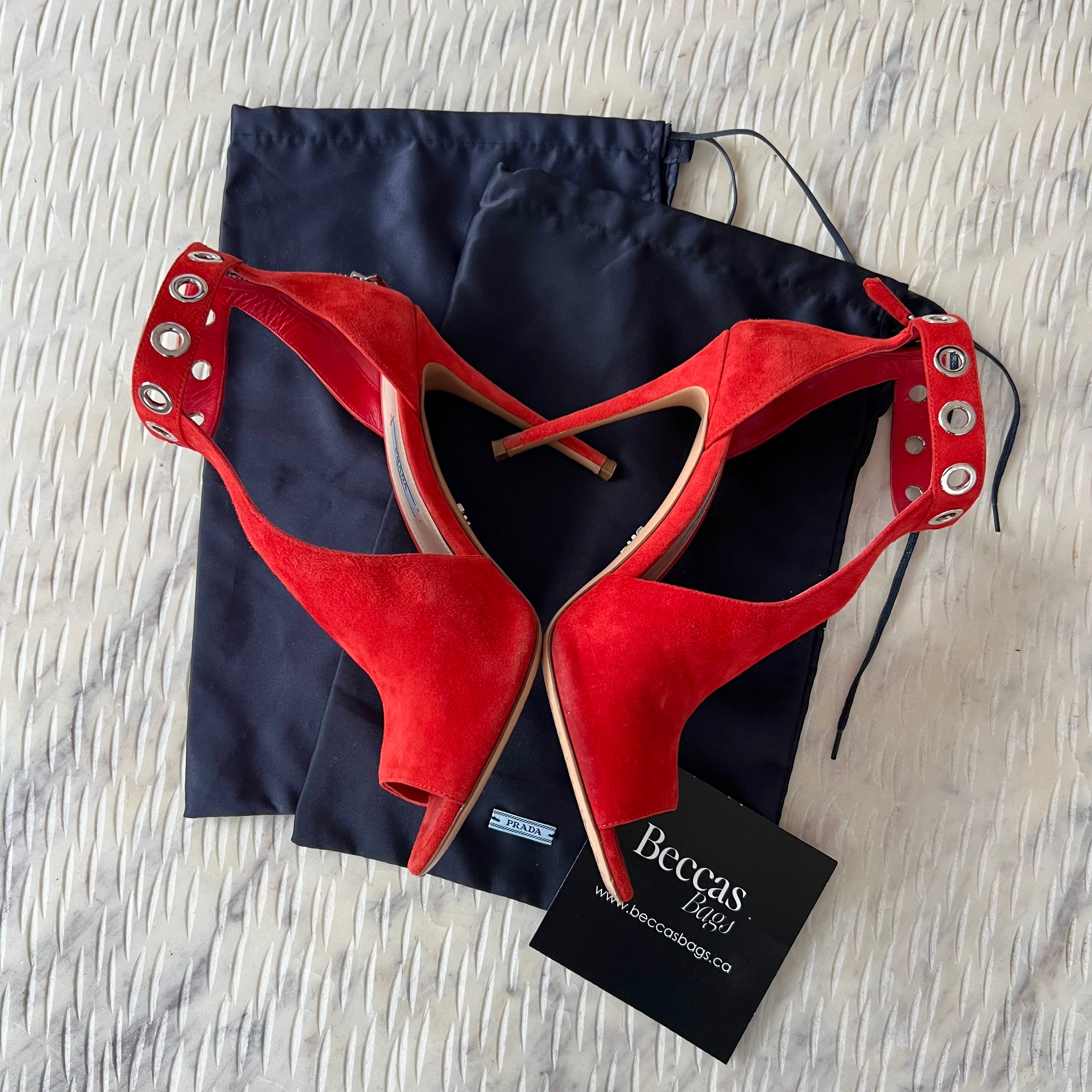 Prada Red Suede Heels