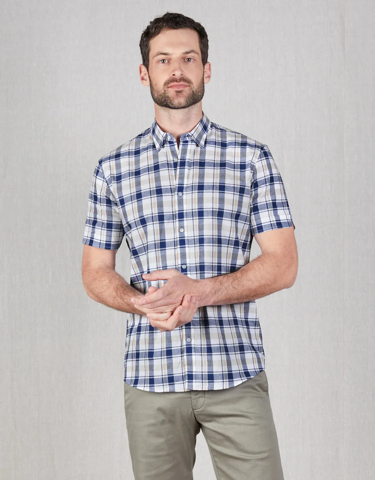 Rembrandt - Waihi Shirt - Blue & Beige Check