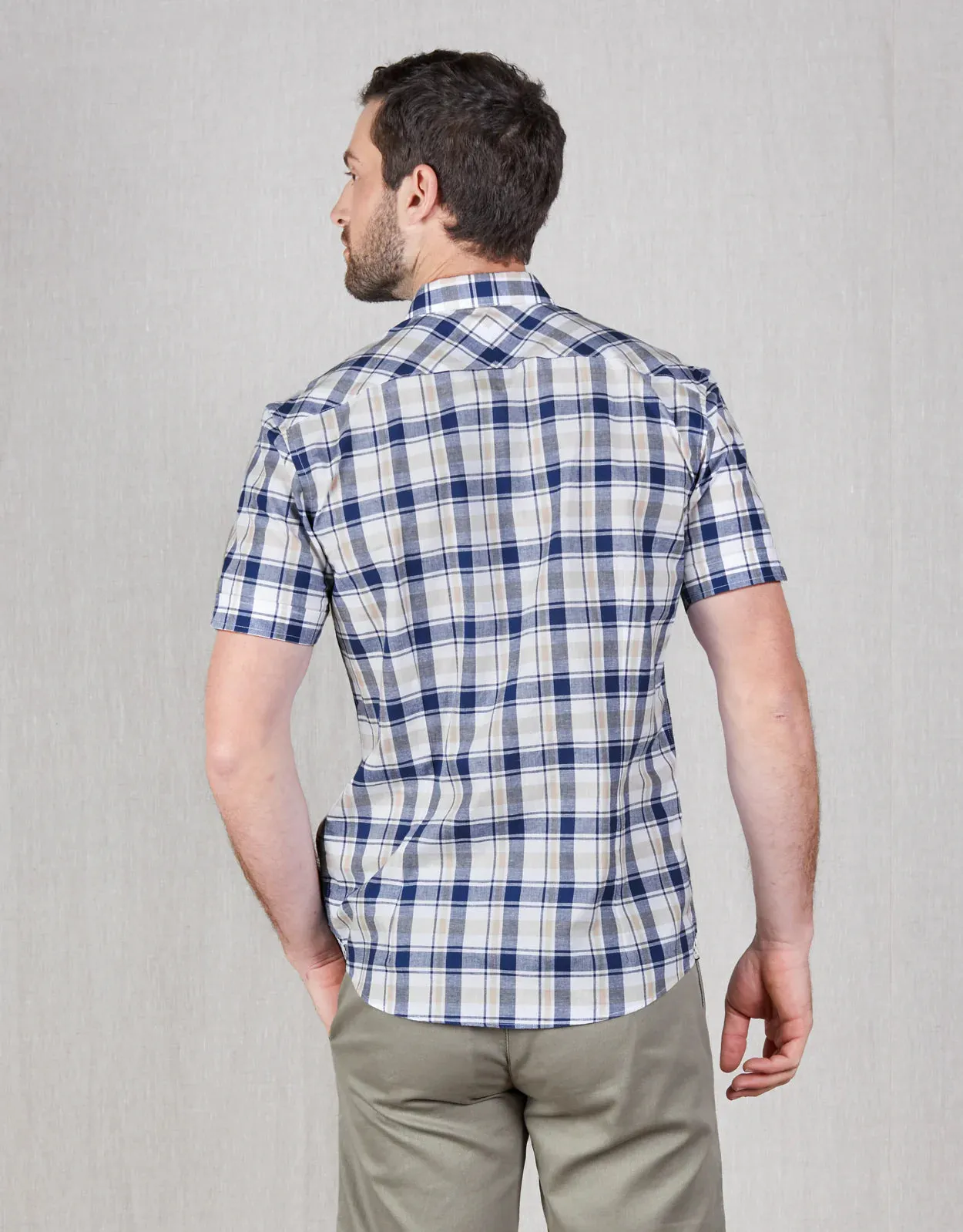 Rembrandt - Waihi Shirt - Blue & Beige Check