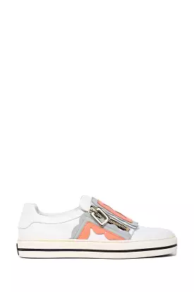 Roger Vivier White/Peach Leather Slip On Sneakers Size 36.5