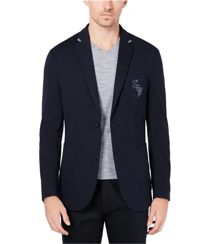 Ryan Seacrest Mens Crest Patch Two Button Blazer Jacket