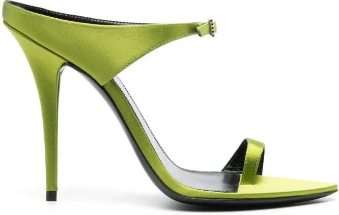 Saint Laurent Dive buckle-embellished satin sandals Green