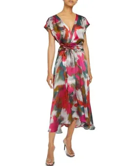 Santorelli Faux Wrap Watercolor Dress