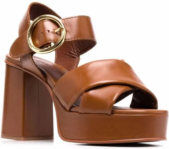 See by Chloé 105mm Lyna leather sandals Brown