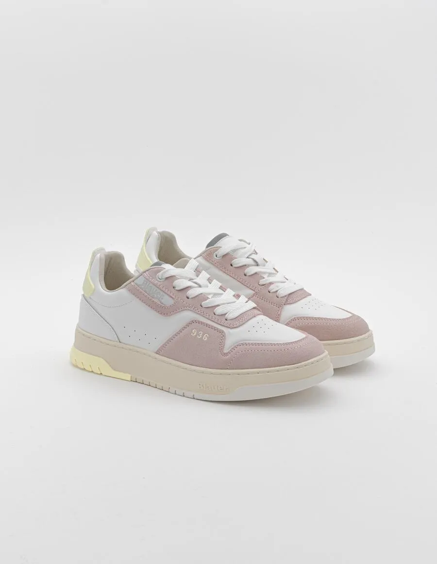 SNEAKERS BLAUER DONNA LEATHER WHITE/ROSE S4ADEL01/LES-PIN/YEL